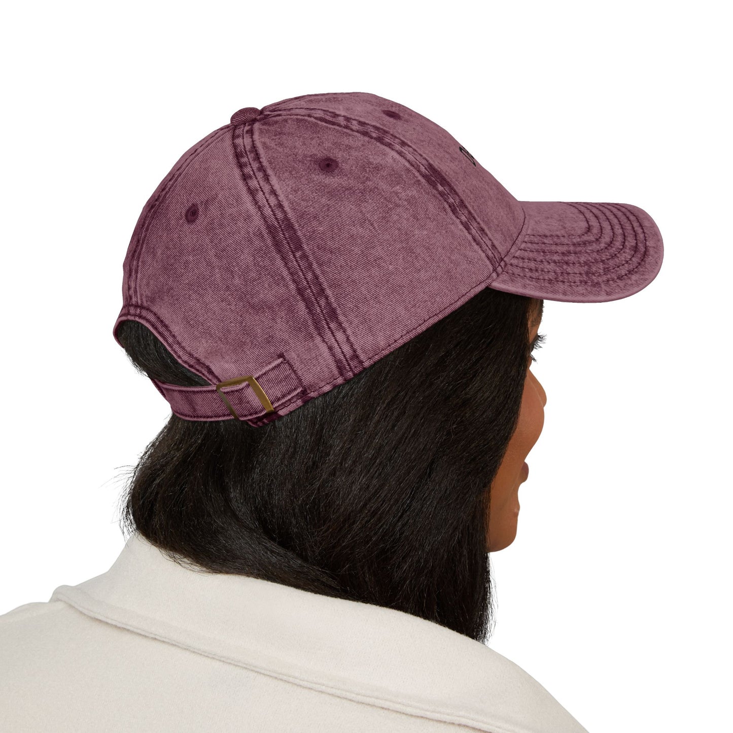 Vintage Inspired Embroidered Cap - "Deep In Thought"