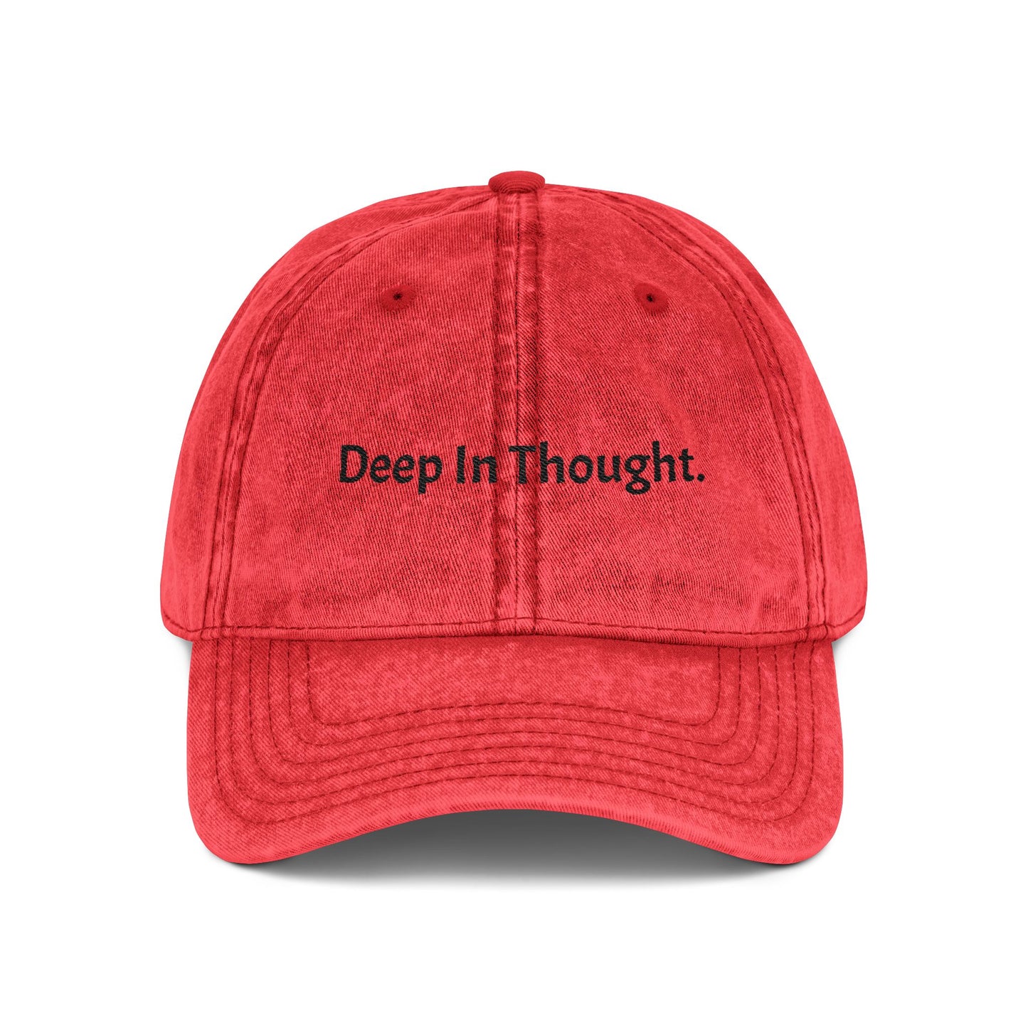 Vintage Inspired Embroidered Cap - "Deep In Thought"