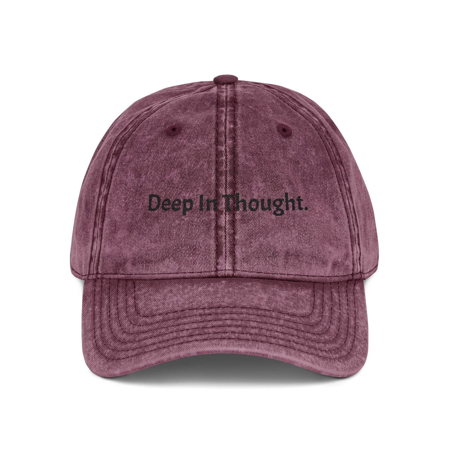 Vintage Inspired Embroidered Cap - "Deep In Thought"