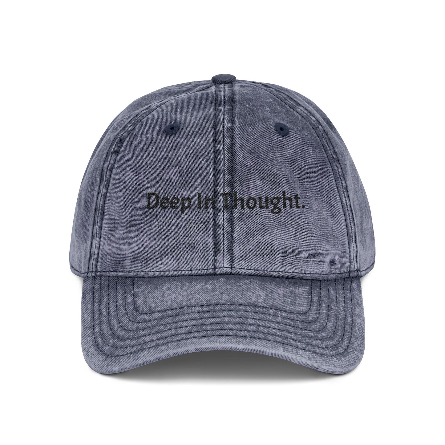 Vintage Inspired Embroidered Cap - "Deep In Thought"