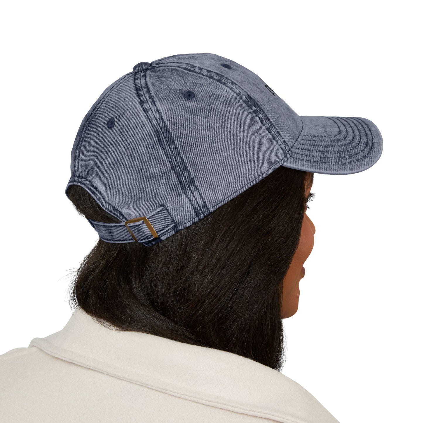 Vintage Inspired Embroidered Cap - "Deep In Thought"