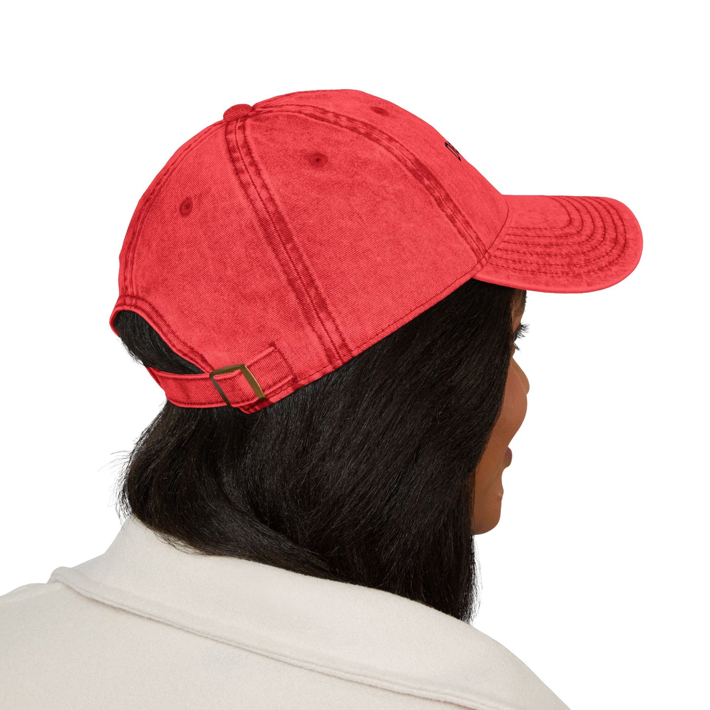 Vintage Inspired Embroidered Cap - "Deep In Thought"