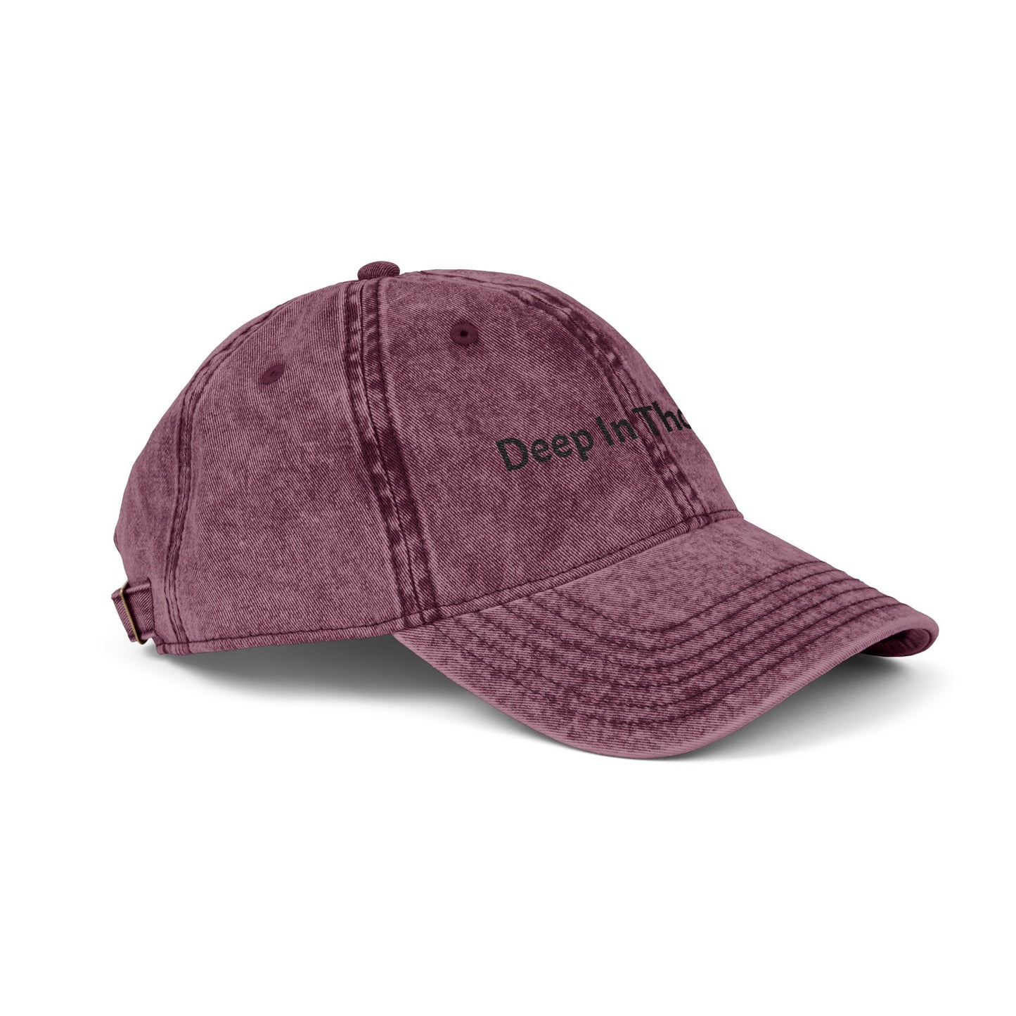 Vintage Inspired Embroidered Cap - "Deep In Thought"