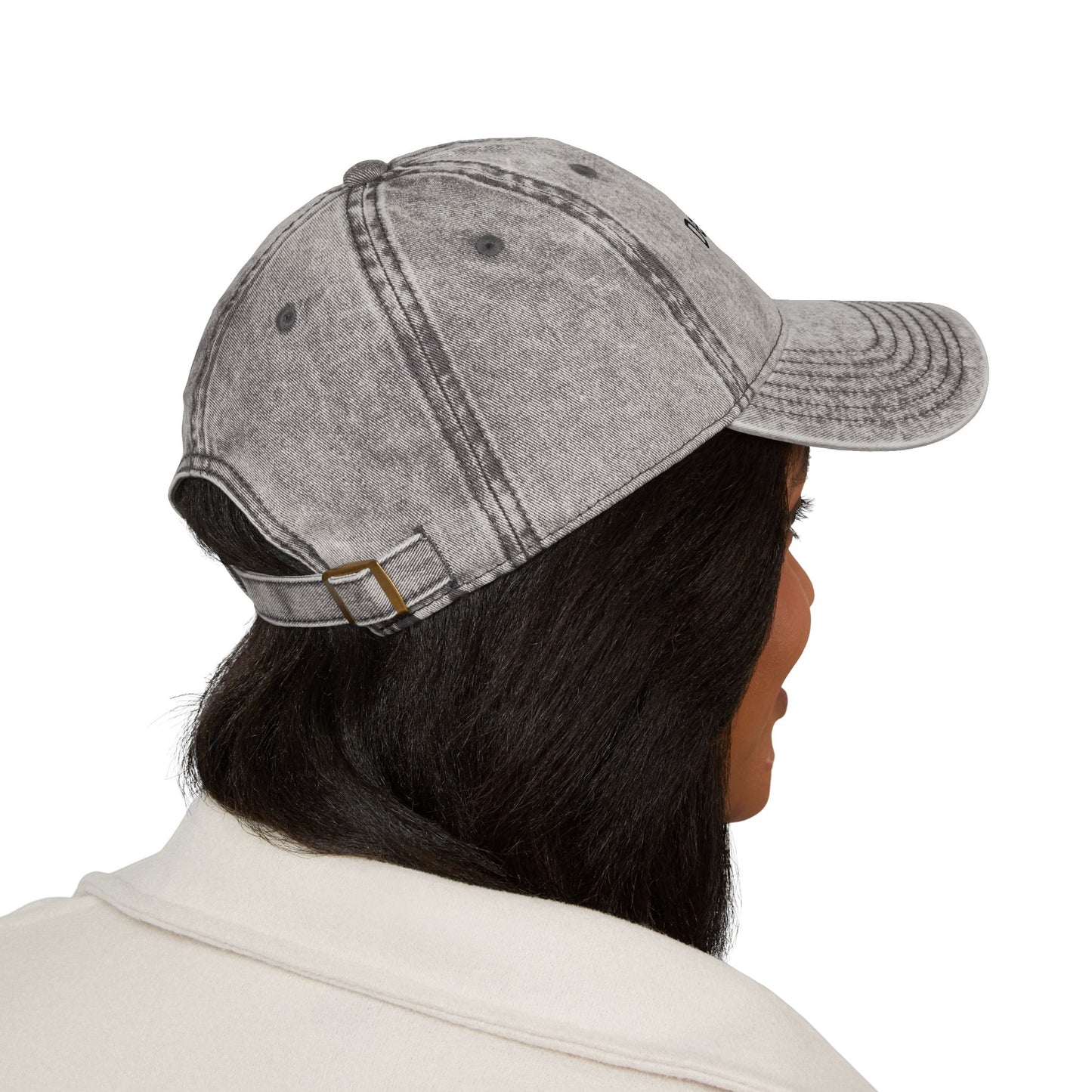 Vintage Inspired Embroidered Cap - "Deep In Thought"