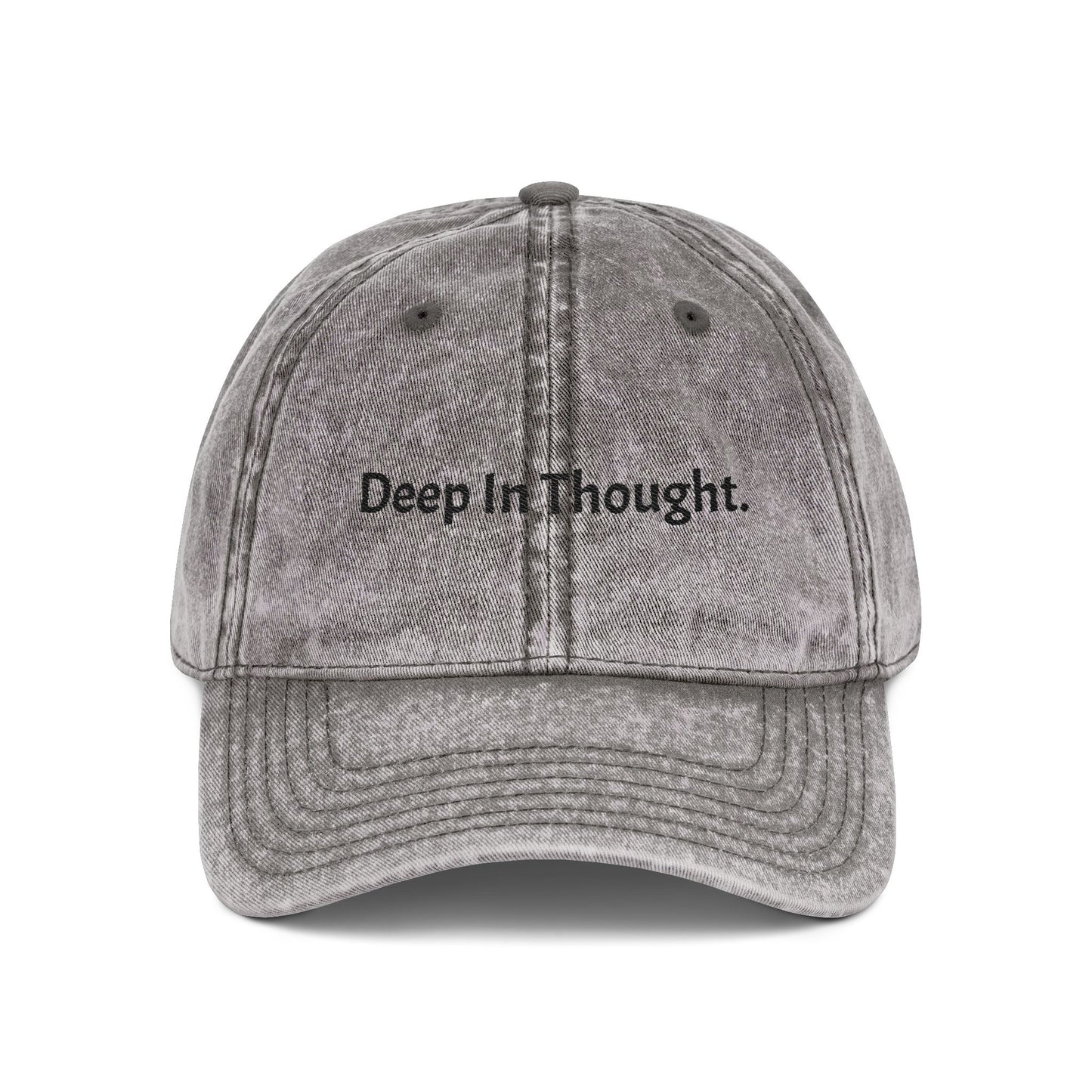 Vintage Inspired Embroidered Cap - "Deep In Thought"