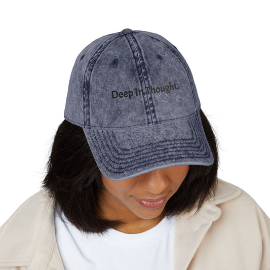 Vintage Inspired Embroidered Cap - "Deep In Thought"